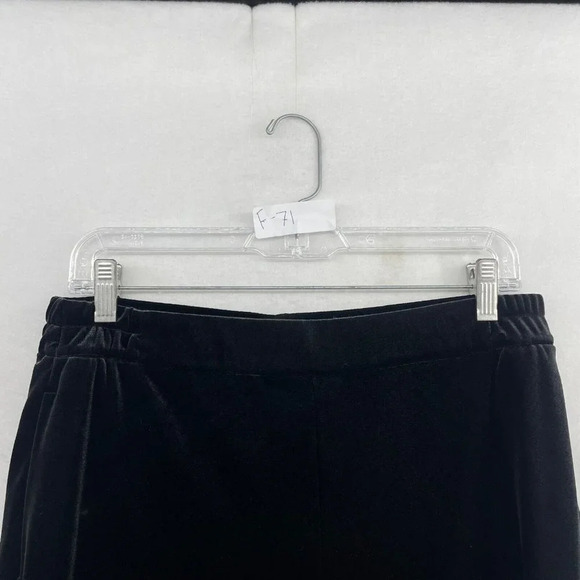 Old Navy Pants Women's Sz M Black Cropped Wide Leg Elastic Waist Stretch Velvet - Picture 12 of 12
